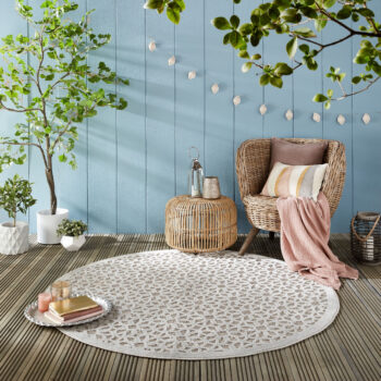 Flair Rugs, Kusový koberec Piatto Argento Silver kruh – na von aj na doma, 160x160 (priemer) kruh, béžová, chodba / predsieň