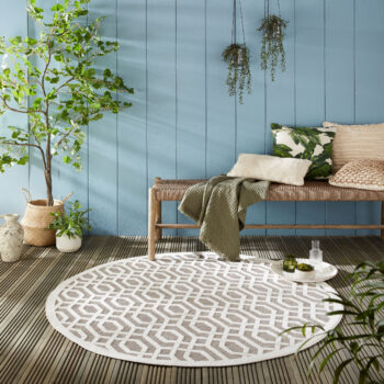 Flair Rugs, Kusový koberec Piatto Mondo Natural kruh – na von aj na doma, 160x160 (priemer) kruh, béžová, chodba / predsieň