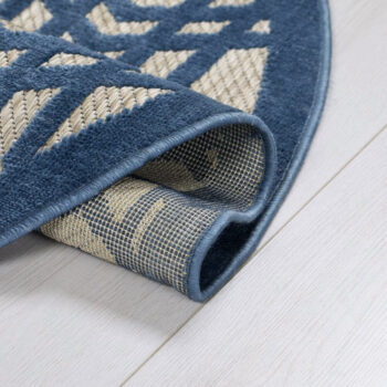 Flair Rugs, Kusový koberec Piatto Oro Blue kruh – na von aj na doma, 160x160 (priemer) kruh, modrá, chodba / predsieň