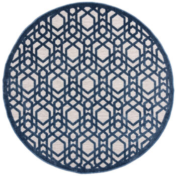 Flair Rugs, Kusový koberec Piatto Oro Blue kruh – na von aj na doma, 160x160 (priemer) kruh, modrá, chodba / predsieň
