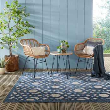 Flair Rugs, Kusový koberec Piatto Oro Blue – na von aj na doma, 120x170, modrá, chodba / predsieň