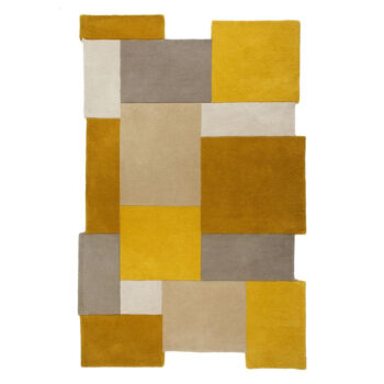 Flair Rugs, Ručne všívaný kusový koberec Abstract Collage Ochre / Natural, 120x180, žltá, detská izba