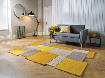 Flair Rugs, Ručne všívaný kusový koberec Abstract Collage Ochre / Natural, 200x290, žltá, detská izba