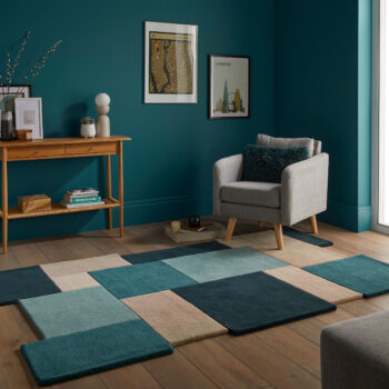 Flair Rugs, Ručne všívaný kusový koberec Abstract Collage Teal, 200x290, modrá, viacfarebná, detská izba