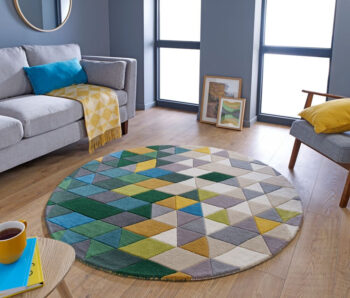 Flair Rugs, Ručne všívaný kusový koberec Illusion Prism Green/Multi kruh, 160x160 (priemer) kruh, viacfarebná, obývacia izba