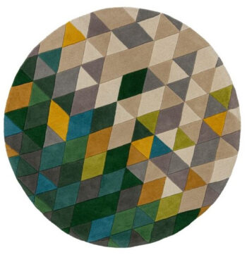 Flair Rugs, Ručne všívaný kusový koberec Illusion Prism Green/Multi kruh, 160x160 (priemer) kruh, viacfarebná, obývacia izba