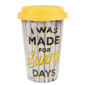 Florina Porcelánový hrnček so silikónovým viečkom Sunshine, 380 ml
