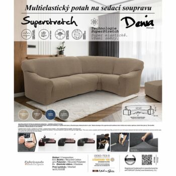 Forbyt Napínací poťah na rohovú sedačku Denia svetlosivá, 340 - 540 cm x 60 - 110 cm