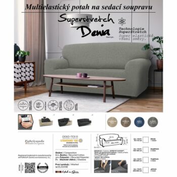 Forbyt Napínací poťah na sedaciu súpravu Denia smotanová, 220 - 260 cm