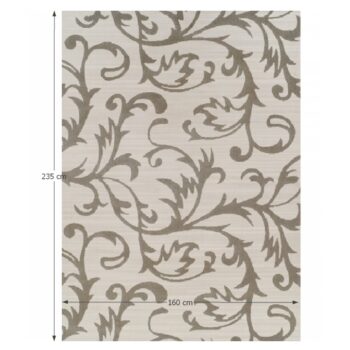 Koberec GABBY 160x235 cm je výborným riešením ak rozmýšľate, že by ste chceli oživiť vašu podlahu niečím zaujímavým. Koberec je vyrobený zo 100% polypropylénu v jemnej krémovej farbe so sivým vzorom. Ukrýva v sebe harmóniu a pohodu, ktorá očarí aj tú najnáročnejšiu návštevu. Vynikne v obývacej izbe…