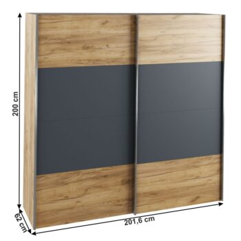 Šatníková skriňa s posuvnými dverami Gabriela New v elegantnom prevedení dub artisan a grafit je ideálnym riešením pre moderné interiéry. Táto skriňa, patriaca do kategórie nábytku, lacných skríň a šatníkových skríň a organizérov, ponúka praktické využitie priestoru s dvoma…