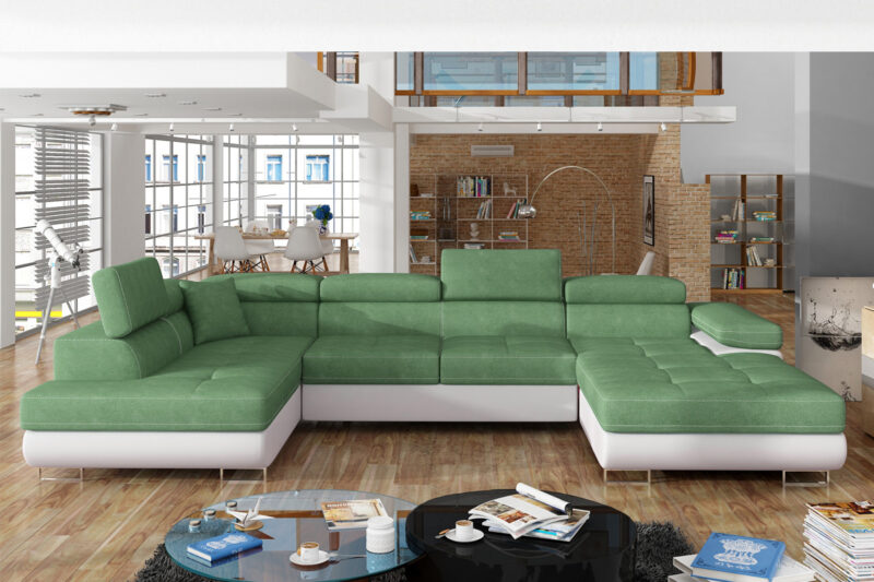 GAMERO 22 účková sedačka Soro 34/ Soft 17 ľavá Moderná účková sedačka GAMERO je v elegantnom a štýlovom prevedení. Je vhodná do väčších obývacích priestorov. Zaujme aj náročných zákazníkov.Vďaka kombinácii materiálov vám sedačka ponúkne pohodlné sedenie. Sedacia časť je vyrobená z vlnovcovej pružiny a PUR peny s tvrdosťou T3040. Opierková časť je vyrobená z PUR peny s tvrdosťou T2542.Sedačka GAMERO vám ponúka pohodlné sedenie a leňošenie. Isto vás potešia jej štýlové polohovacie záhlavníky. Na sedacej časti sa nachádza efektné prešívanie. Takto je dizajn sedačky elegantne prepojený a vytvára moderný celok. Elegantné nožičky sú v striebornom farebnom prevedení. Sedačka je čalúnená kvalitnou látkou Soro 34 a ekokožou Soft 17.Sedačka vás poteší praktickým úložným priestorom. Tiež disponuje funkciou rozkladu. Spacia plocha: 125 x 266 cm, vhodná na príležitostné spanie. Hĺbka sedu: 58 cm, výška sedu: 43 cm.Rozmery (š,v,h): 345 x 90 x 202 cm. Účková sedačka je v ľavom prevedení. V ponuke je aj v pravom prevedení.Dodávame v demonte.