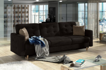 Trojsedák GARD je elegantným a štýlovým nábytkom, ktorý je vhodný do moderných interiérov.Vďaka kombinácii materiálov vám trojsedák GARD ponúka pohodlné sedenie . Sedacia časť je vyrobená z vlnovcovej pružiny a PUR peny s tvrdosťou T3030. Opierková časť je vyrobená z PUR peny s tvrdosťou T2542.Sedačka vám ponúka pohodlné sedenie pre 3 osoby s praktickými podrúčkami na oboch stranách sedačky. Efektným a dominantným prvkom sedačky je prešivanie, ktoré sa nachádza na opierkovej časti a na bočniciach. Takto je dizajn sedačky elegantne prepojený a vytvára zaujímavý celok. Nožičky, ktoré sú vo farbe prírodného dreva dotvárajú celkový vzhľad sedačky. Trojsedák je čalúnený kvalitnou látkou Monolith 29. Súčasťou sedačky sú aj dizajnové vankúše, ktoré sú vo farbe Monolith 09.Disponuje praktickou funkciou rozkladu. Sedačku je možné rozložiť za pomoci DL-automatu. Spacia plocha: 133 x 196 cm, vhodná na príležitostné spanie. Hĺbka sedu: 46 cm, výška sedu: 44 cm.Rozmery (š,v,h): 235 x 86 x 95 cm.  V ponuke máme tiež čalúnené kreslá GARD, v rovnakom farebnom prevedení.
