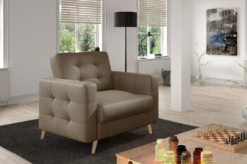 Kreslo GARD je moderným a štýlovým nábytkom. Je vhodné do moderných interiérov.Vďaka kombinácii kvalitných materiálov vám kreslo GARD ponúka pohodlné sedenie. Sedacia časť je vyrobená z vlnovcovej pružiny a PUR peny s tvrdosťou T3030. Opierková časť je vyrobená z PUR peny s tvrdosťou T2542.Efektným a dominantným prvkom kresla je prešívanie, ktoré sa nachádza na opierkovej časti a na bočniciach. Takto je dizajn kresla elegantne prepojený a vytvára zaujímavý celok. Nožičky, ktoré sú vo farbe prírodného dreva dotvárajú celkový vzhľad kresla. Je čalúnené kvalitnou poťahovou látkou Monolith 09.Hĺbka sedu: 46 cm, výška sedu: 44 cm.Celkové rozmery kresla (š,v,h): 107 x 86 x 92 cm.  V ponuke máme tiež elegantné trojsedáky GARD.