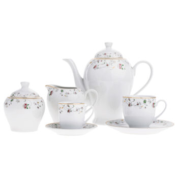 Predstavujeme vám elegantnú porcelánovú jedálenskú súpravu Garida Typ 3, ktorá sa skladá z 57 kusov a je ideálnym doplnkom pre každú modernú domácnosť. Táto súprava vyniká svojím sofistikovaným dizajnom, ktorý kombinuje bielu, zlatú, ružovú a zelenú farbu, čím dodáva vášmu…