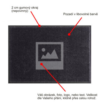 GDmats, Rohožka s vlastnou potlačou (logom) na mieru MK415 Velour – na von aj na doma, 85x115, viacfarebná