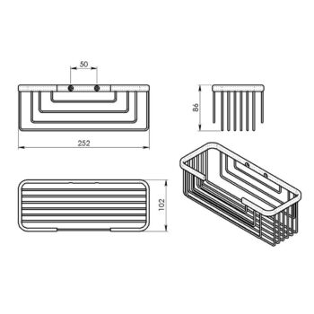 GEDY 2419 Smart polica, 25,2 x 8,6 x 10,2 cm, strieborná