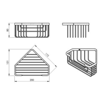 GEDY 2483-44 Smart rohová polica do sprchy, 20 x 8 x 15,1 cm, bronz