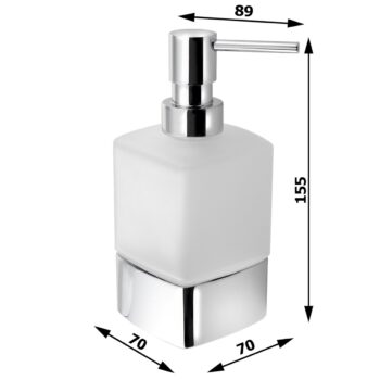 GEDY 545513 Lounge dávkovač mydla na postavenie 280 ml, mliečne sklo/chróm