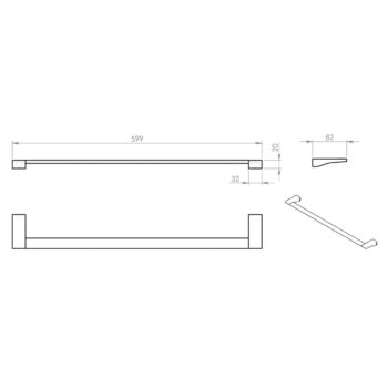 GEDY 572160 Glamour držiak uterákov 60 x 8,2 cm, sivá