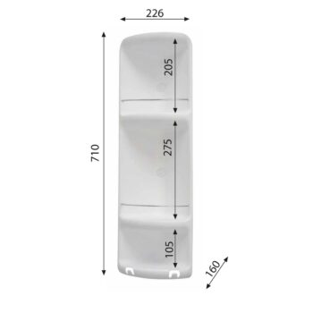 GEDY 7081 CAESAR trojposchodová rohová polička do sprchy 22,6 x 71 x 16 cm, ABS plast, biela