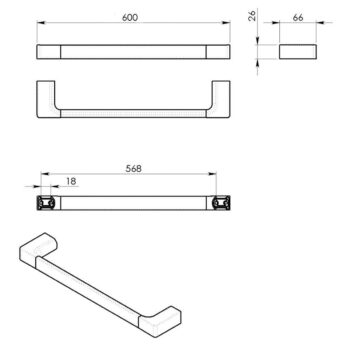 GEDY PI216002 Pirenei držiak uterákov 60 x 6,6 cm, biela mat