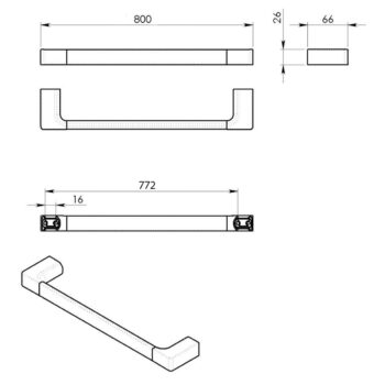 GEDY PI218002 Pirenei držiak uterákov 80 x 6,6 cm, biela mat