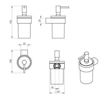 GEDY PI8188 Pirenei dávkovač mydla mliečne sklo/zlatá mat, 110 ml