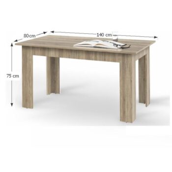 Jedálenský stôl GENERAL NEW 140x80 cm je klasický jedálenský stôl v minimalistickom štýle, ktorý sa bude hodiť do Vašej kuchyne alebo jedálne. Materiál použitý na výrobu je laminovaná DTD (plát stola) v hrúbke 1,8 cm, v nadčasovom farebnom prevedení dub sonoma. Vďaka jeho farebnému a dizajnovému…
