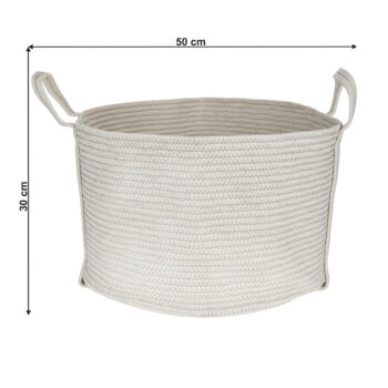 Pletený kôš Geos s rozmermi 50x30 cm v elegantnej kombinácii bielej a sivej farby je ideálnym doplnkom pre váš interiér. Tento moderný kôš od značky KONDELA je navrhnutý tak, aby spĺňal nielen estetické, ale aj praktické požiadavky na úložný priestor.