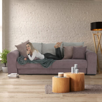 Rozkladacia pohovka s úložným priestorom Gilen Big Sofa v elegantnej kombinácii farieb fialová, staroružová a béžová je ideálnym riešením pre moderné interiéry. Táto pohovka od značky KONDELA ponúka nielen štýlový vzhľad, ale aj praktické funkcie, ktoré ocení každá domácnosť.