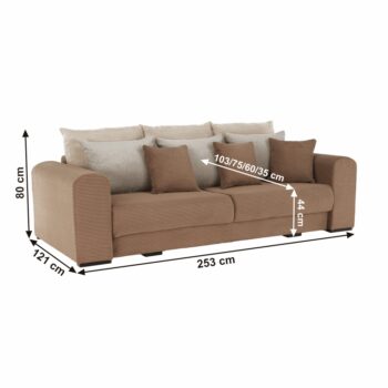 Rozkladacia pohovka s úložným priestorom Gilen Big Sofa v elegantnej kombinácii svetlohnedej, béžovej a krémovej farby je ideálnym riešením pre moderné interiéry. Táto pohovka od značky KONDELA ponúka nielen štýlový vzhľad, ale aj praktické funkcie, ktoré ocení každá domácnosť.