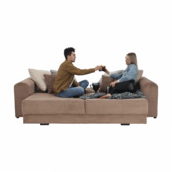 Rozkladacia pohovka s úložným priestorom Gilen Big Sofa v elegantnej kombinácii svetlohnedej, béžovej a krémovej farby je ideálnym riešením pre moderné interiéry. Táto pohovka od značky KONDELA ponúka nielen štýlový vzhľad, ale aj praktické funkcie, ktoré ocení každá domácnosť.