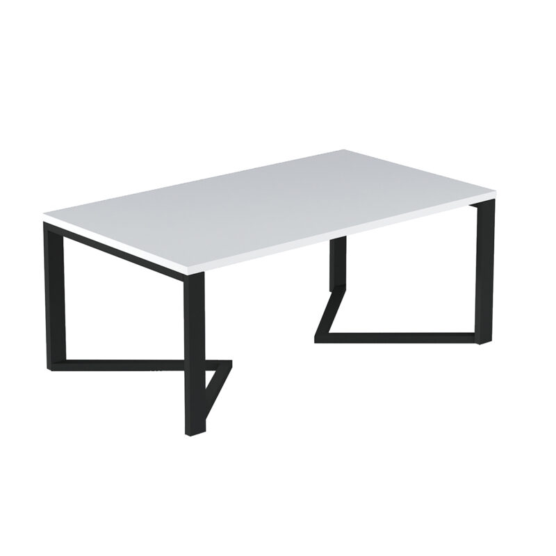 NABBI Ginzo konferenčný stolík biela matná Zaujímavý dizajn kovovej konštrukcie konferenčného stolíka GINZO v industriálnom štýle, je maľovaný čiernou práškovou farbou, ktorá zaručuje výborné mechanické a antikorózne parametre nábytku. Na výrobu vrchnej dosky bola použitá kvalitná, laminovaná drevotrieska v prevedení biela matná, v hrúbke 1…