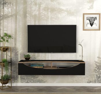 Závesný TV stolík GIZELAVylepšite svoju obývačku elegantným a luxusným závesným TV stolíkom GIZELA. Tento štýlový nábytok je navrhnutý tak, aby priniesol do vášho interiéru moderný a sofistikovaný vzhľad, ktorý ocení každý návštevník.Špecifikácia produktu:Názov produktu: GIZELATyp tovaru: závesný TV stolíkVhodné do miestnosti: obývacia izbaMateriál: LTDRozmer: 120 x 23,8 x 29,6 cmFarba: čierna + borovicaVybavenie: regálikŠtýl: luxusnéHrúbka materiálu: 18 mmDodatočné informácie: Dodávame v demonteZávesný TV stolík GIZELA je vyrobený z kvalitného materiálu LTD s hrúbkou 18 mm, čo zaisťuje jeho pevnosť a dlhú životnosť. Elegantná kombinácia čiernej farby a borovice dodáva vašej obývačke moderný a luxusný vzhľad. Praktický regál poskytuje dostatok priestoru pre vaše elektronické zariadenia, knihy alebo dekorácie.Vďaka jednoduchej montáži, ktorú umožňuje dodanie v demontovanom stave, si môžete svoj nový závesný TV stolík užívať behom chvíľky. Zaobstarajte si závesný TV stolík GIZELA a prineste do svojej obývačky štýlový a funkčný doplnok, ktorý zaujme každého návštevníka!