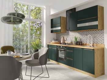 Kuchyňa GLADIOLA - GREEN je v štýlovom a funkčnom prevedení. Je vhodná do modernej aj klasickej kuchyne.Korpus nábytku je vyrobený z kvalitnej LTD dosiek vo farbe dub Artisan, v matnom prevedení. Dvierka sú vyrobené z MDF dosky. Nábytok je nenáročný na údržbu. Disponuje tichým dovieraním dvierok. Nožičky sú regulovateľné.Dolná skrinka GLADIOLA je v zelenom matnom prevedení.  Rozmery (š,v,h): 40 x 82 x 51 cm.Sokel a pracovnú dosku je potrebné dokúpiť, nie sú súčasťou skrinky.Dodávame v demontovanom stave.
