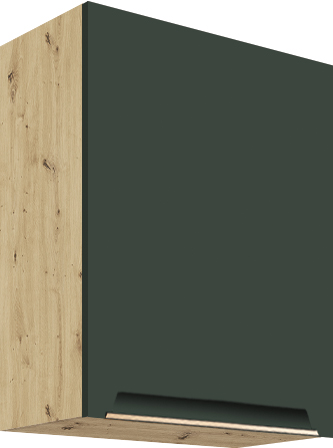 Kuchyňa GLADIOLA - GREEN je v štýlovom a funkčnom prevedení. Je vhodná do modernej aj klasickej kuchyne.Korpus nábytku je vyrobený z kvalitnej LTD dosiek vo farbe dub Artisan, v matnom prevedení. Dvierka sú vyrobené z MDF dosky. Nábytok je nenáročný na údržbu. Disponuje tichým dovieraním dvierok. Nožičky sú regulovateľné.Horná skrinka GLADIOLA je v zelenom matnom prevedení. Rozmery (š,v,h): 50 x 72 x 32 cm.Dodávame v demontovanom stave.