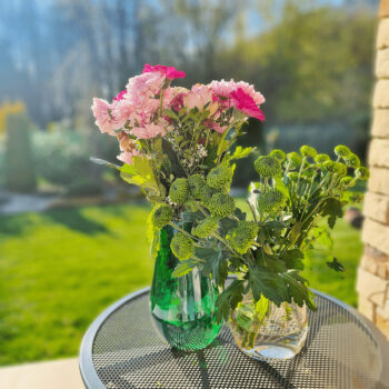 KONDELA Glow sklenená váza (2 ks) zelená / jantárová – Obrázok 4