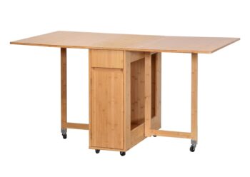 Praktický skladací jedálenský set GONSA je ideálny na príležitostné stolovanie v interiéri i exteriéri. Skladá sa zo stola a štyroch stoličiek, ktoré sú vyrobené z kvalitného bambusu. Stoličky sa dajú prakticky zložiť a uschovať vo vnútri stola. Jedálenský set je odolný voči poškodeniu a vonkajším vplyvom. Vďaka funkcii skladania tento jedálenský set jednoducho zložíte do minimálnych rozmerov a odložíte na ďalšie použitie. Jednoduché prenášanie Vám uľahčia aj praktické kolieska upevnené zo spodu stola.Farebné prevedenie: prírodný bambusRozmery stola: (Š x V x H) 140 x 74 x 80 cmRozmery stoličky: (Š x V x H) 46 x 72 x 44 cmDodávame v demonte. 