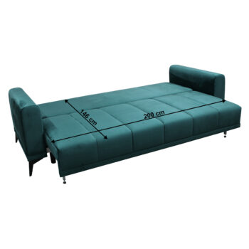 KONDELA Grace Big Sofa rozkladacia pohovka s úložným priestorom smaragdová / horčicová – Obrázok 2