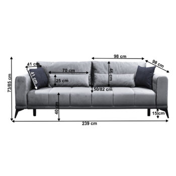 KONDELA Grace Big Sofa rozkladacia pohovka s úložným priestorom svetlosivá / sivá – Obrázok 4