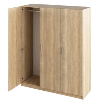 Predstavujeme vám trojdverovú šatníkovú skriňu Green v elegantnom prevedení dub sonoma, ktorá je ideálnym riešením pre moderné interiéry. Táto skriňa značky KONDELA ponúka praktické a štýlové úložné riešenie pre vašu domácnosť.