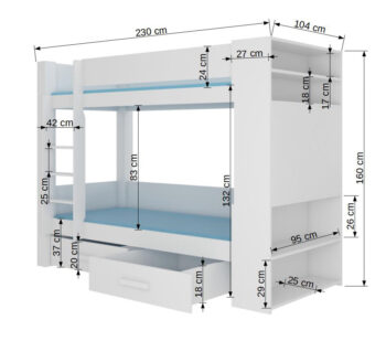 Zaujmite modernosťou a multifunkčnosťou poschodovej postele s úložným priestorom GUINEA 80x180 cm v nadčasovom bielom prevedení nie len Vaše deti, ale každého, kto izbu Vašich detí navštívi. Posteľ poskytne nie len plnohodnotné miesto na spanie, pohodlie a komfort pre ničím nerušený spánok pre dve…