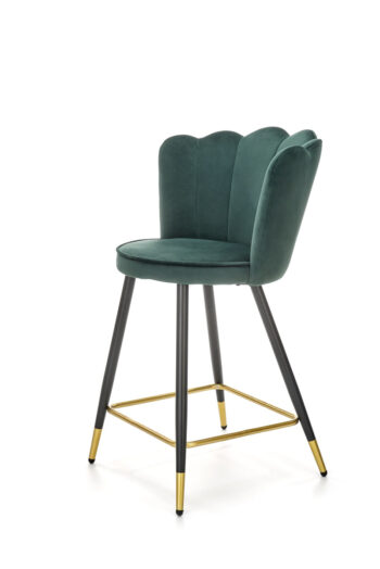 Barová stolička H-106 v tmavozelenej farbe je moderným doplnkom do vášho interiéru. Jej elegantný dizajn a tmavozelená farba dodajú štýl a eleganciu každému priestoru. Stolička je určená na celoročné použitie, čo z nej robí praktický a funkčný kúsok nábytku.