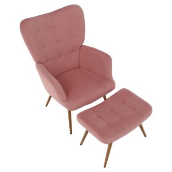 Kreslo HABEN predstavuje harmonické spojenie štýlu a komfortu. Jeho čalúnenie tvorí príjemná zamatová látka Velvet v elegantnom ružovom odtieni, ktorá mu dodáva luxusný vzhľad. Súčasťou balenia je aj praktická podnož s rozmermi (ŠxHxV): 56,5x40x39 cm,…