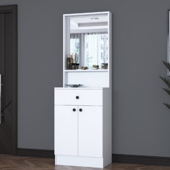 Predsiňová zostava HAIR – Škandinávsky štýl pre vašu predsieňPredsiňová zostava HAIR je ideálnym riešením pre organizáciu a štýlové usporiadanie vašej predsiene. S moderným škandinávskym dizajnom, čistými líniami a praktickými funkciami prinesie táto zostava do vášho domova eleganciu aj pohodlie. Kombinácia bielej farby a praktického prevedenia ju robí dokonalým doplnkom každého interiéru.Hlavné vlastnosti:Typ tovaru: predsieňová zostavaRozmer: 182.8 x 60 x 35.5 cmFarba: bielaMateriál: melamín, VT laminátHrúbka materiálu: 18 mmVybavenie: 1 zásuvka a zrkadloPočet dvierok: 2Zostava obsahuje: skrinku na topánky a zrkadloŠtýl: škandinávskyDodatočné informácie: dodávame v demonte, možno pripevniť k steneTáto predsieňová zostava HAIR kombinuje praktickosť a estetiku. Skrinka na topánky poskytuje dostatok úložného priestoru pre vašu obuv, zatiaľ čo zrkadlo opticky zväčšuje priestor a pridáva miestnosti svetlosť. Jedna zásuvka navyše ponúka miesto na uloženie kľúčov, doplnkov alebo iných drobností, ktoré potrebujete mať vždy po ruke.Odolné materiály, ako melamín a VT laminát, zaisťujú jednoduchú údržbu a dlhú životnosť produktu. Vďaka možnosti pripevnenia k stene je zostava stabilná a bezpečná na každodenné používanie.Objednajte si predsieňovú zostavu HAIR ešte dnes a získajte funkčný aj dizajnovo prepracovaný prvok, ktorý premení vašu predsieň na útulný a organizovaný priestor!