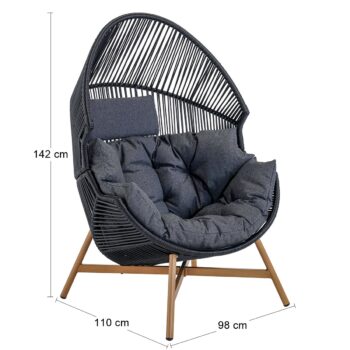 Krásne a štýlové ratanové kreslo HALDON Vám ponúka dostatok miesta a maximálne pohodlie vďaka svojim rozmerom a mimoriadne veľkému vankúšu. Vyrobený je z kvalitného polyestru, ktorý je odolný voči oderu, zašpineniu a tiež voči vlhkosti. Jeho farebné prevedenie je tmavosivá, ktorá sa perfektne hodí…
