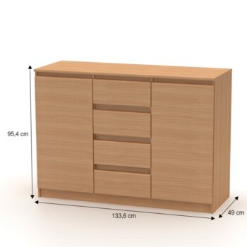 Dvojdverová komoda so zásuvkami Hany 2 New 10 v elegantnom bukovom prevedení je ideálnym riešením pre tých, ktorí hľadajú praktický a moderný nábytok do svojho interiéru. Táto komoda ponúka dostatok úložného priestoru vďaka dvom dverám a trom priestranným zásuvkám, čo ju robí…