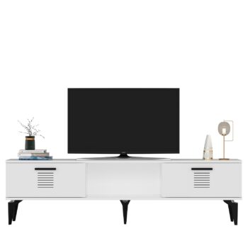 TV stolík HAPPY - moderný a praktický doplnok pre vašu obývaciu izbuTV stolík HAPPY je ideálnou voľbou pre tých, ktorí hľadajú štýlový a funkčný nábytok do svojej obývačky. Jeho moderný dizajn a praktické usporiadanie poskytujú dostatok úložného priestoru a dokonale doplnia každý interiér.Vyrobený z kvalitného LTD materiálu s hrúbkou 18 mm, stolík HAPPY je zárukou dlhej životnosti a odolnosti. Stolík je vybavený skrinkou s dvoma dvierkami a praktickým regálkom, čo ponúka dostatok priestoru na usporiadanie vašich multimediálnych zariadení a ďalších potrebností. Plastové úchytky umožňujú jednoduché otváranie a zatváranie, zatiaľ čo jeho moderný vzhľad doplní každý interiér.Hlavné vlastnosti produktu:Typ tovaru: TV stolíkVhodné do miestnosti: obývacia izbaMateriál: LTDRozmery: 44.6 x 150 x 29.6 cmFarba: bielaVybavenie: skrinka a regálPočet dvierok: 2Úchytky: plastDodatočné informácie: Dodávame v demonte, plastové nožičkyTV stolík HAPPY je dodávaný v demontovanom stave, čo uľahčuje jeho prepravu a montáž. Plastové nožičky zaisťujú stabilitu a ochranu podlahy pred poškodením.