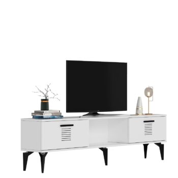 TV stolík HAPPY - moderný a praktický doplnok pre vašu obývaciu izbuTV stolík HAPPY je ideálnou voľbou pre tých, ktorí hľadajú štýlový a funkčný nábytok do svojej obývačky. Jeho moderný dizajn a praktické usporiadanie poskytujú dostatok úložného priestoru a dokonale doplnia každý interiér.Vyrobený z kvalitného LTD materiálu s hrúbkou 18 mm, stolík HAPPY je zárukou dlhej životnosti a odolnosti. Stolík je vybavený skrinkou s dvoma dvierkami a praktickým regálkom, čo ponúka dostatok priestoru na usporiadanie vašich multimediálnych zariadení a ďalších potrebností. Plastové úchytky umožňujú jednoduché otváranie a zatváranie, zatiaľ čo jeho moderný vzhľad doplní každý interiér.Hlavné vlastnosti produktu:Typ tovaru: TV stolíkVhodné do miestnosti: obývacia izbaMateriál: LTDRozmery: 44.6 x 150 x 29.6 cmFarba: bielaVybavenie: skrinka a regálPočet dvierok: 2Úchytky: plastDodatočné informácie: Dodávame v demonte, plastové nožičkyTV stolík HAPPY je dodávaný v demontovanom stave, čo uľahčuje jeho prepravu a montáž. Plastové nožičky zaisťujú stabilitu a ochranu podlahy pred poškodením.